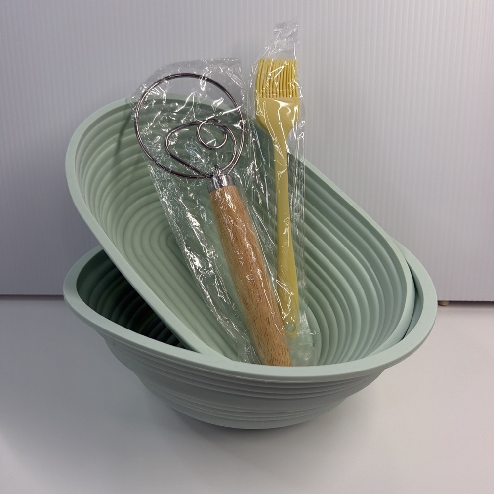 Silicone Banneton Bread Proofing Baskets X2 Wisk & Brush Sourdough Bread Making
